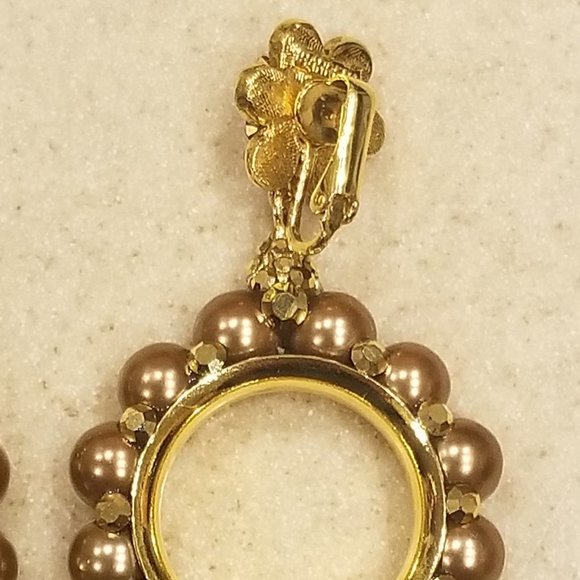 VINTAGE STATEMENT JOSE & MARIA BARRERA PEARL CRYSTAL DROP CHANDELIER EARRINGS - Picture 11 of 11